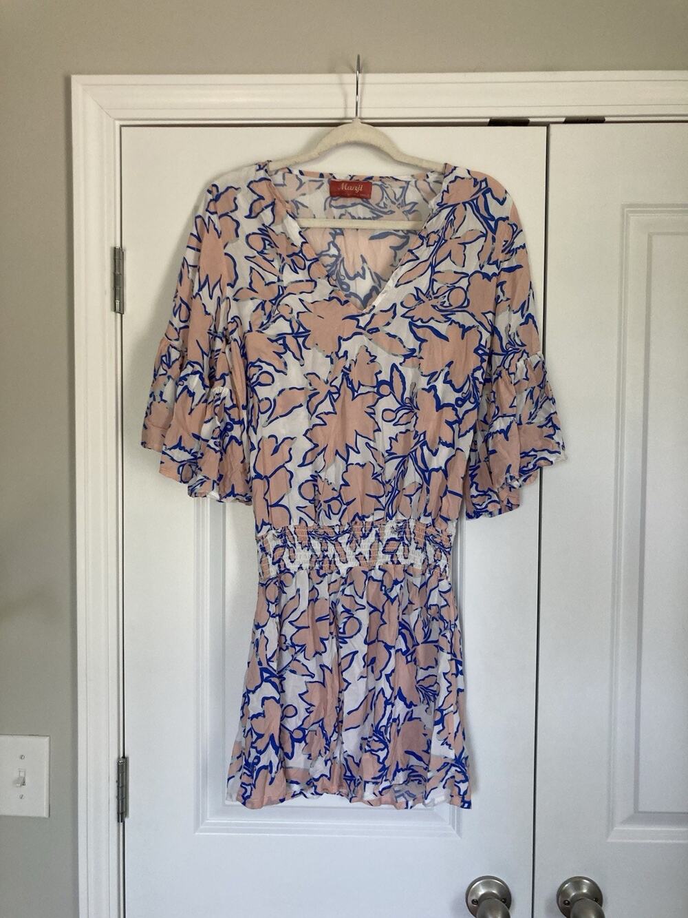 Maaji Joy Caftan Mini Dress Cover Up Floral Beach Tropical Vacay Size Medium